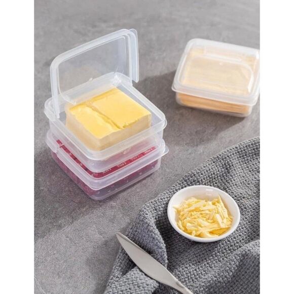 Clear Food Storage Box Plastic Refrigerator Cheese Box 3 PCS Makeup Container Sb - Picture 7 of 7